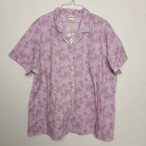 Blair 2x Blouse Short Sleeve Button Floral SPRING Lilac